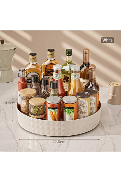 Choice1 Cream white 1Pc 360 Degree Rotating Rack Round Non-slip Kitchen Cosme...