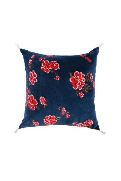 Yargıcı Square Patterned Velvet Pillow with Tassels (45X45 cm)