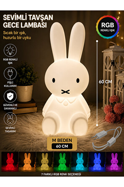 MHRDESİNG Miffy Tavşan Gece lambası XL 60 CM Gece lambası ( Abajur)