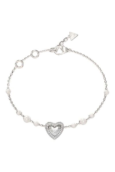 Guess JGUJUBB06009JWRHS سوار نسائي من اللؤلؤ على شكل قلب