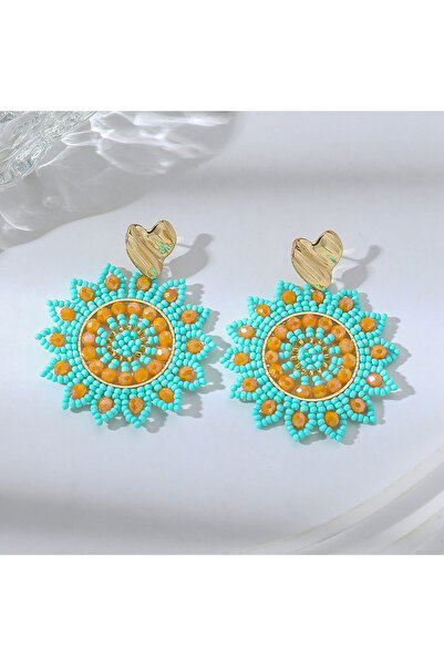 Choice Green Boho Trendy Irregular Heart Sunflower Seed Beads Drop Earrings f...