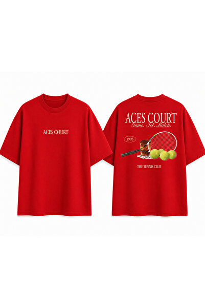 VODEXA Unisex Oversize Tennis Printed T-Shirt 100% Cotton Tennis Themed Comfo...