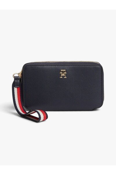 Tommy Hilfiger Th Logotape Compact Zip Around Women's Blue Wallet - Aw0Aw18699