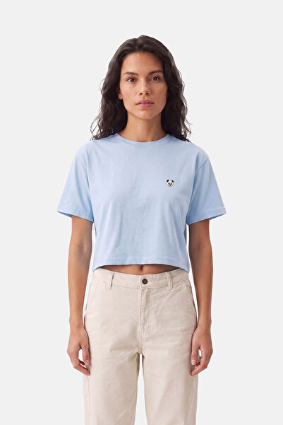 Reflect Studio Panda Lightweight Crop T-Shirt - Light Blue
