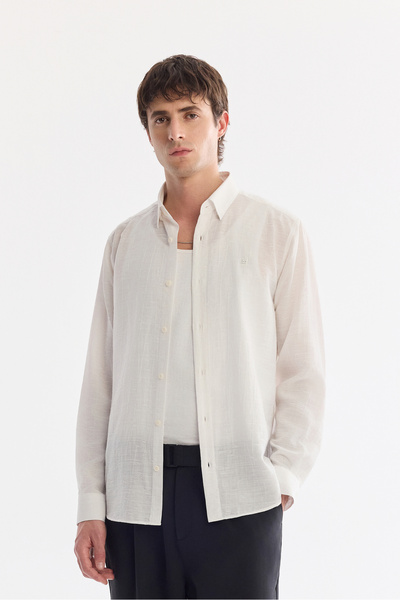 Avva Men's White Bottom-Cut Collar Soft Touch Breathable Comfort Fit Shirt A6...