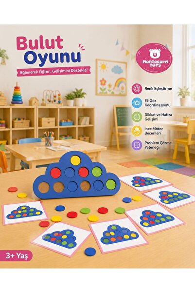 WoodStory Montessori Toys Bulut Oyunu | Ahşap Renk Eşleştirme Oyunu | Montess...