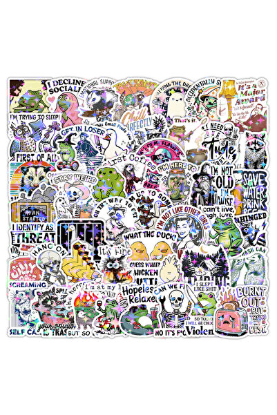 Choice MULTICOLOR 50Pcs Bright Holog Funny Meme Stickers Decals For Phone Lap...