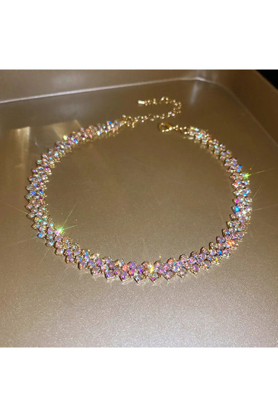 Choice ABgold FYUAN Fashion Red Green Blue Colourful Rhinestone Choker Neckla...