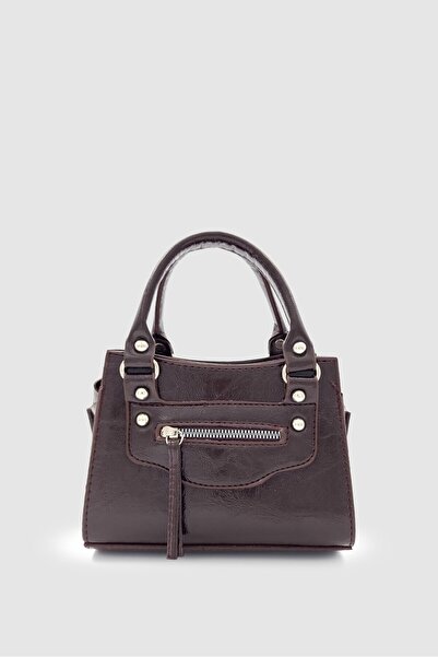 Wuclo Vorla Zipper and Tassel Detailed Mini Crossbody Bag Bitter Brown