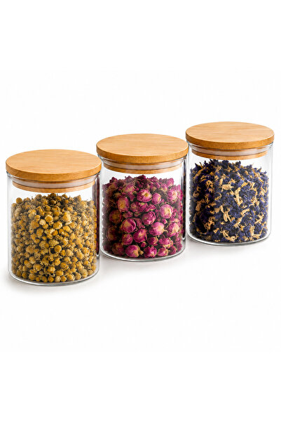 Blackstone Glass Storage Jar Set 3 x 400ml BPA Free Borosilicate Canisters wi...
