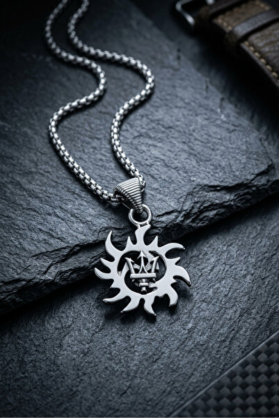 Begondio Spear Biohazard Handcrafted Stainless Steel Chain Men's Necklace