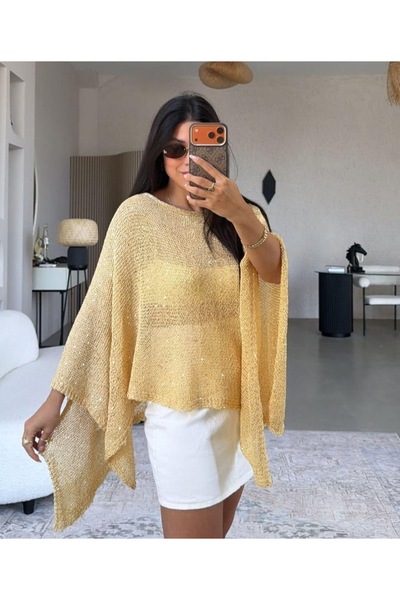 OTTO STORE Transparan Pul Payet Detaylı Salaş Panço