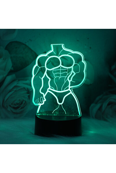 Choice RGB Touch Seven Color Gradient Muscle Male 3D Night Light, Desktop, Be...