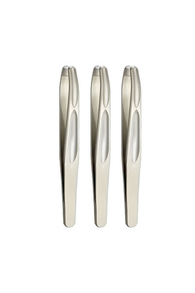 choice2 مجموعة ملاقط ذهبية فاتحة اللون، 3 قطع، برأس دائري فاخر لإزالة شعر الح...