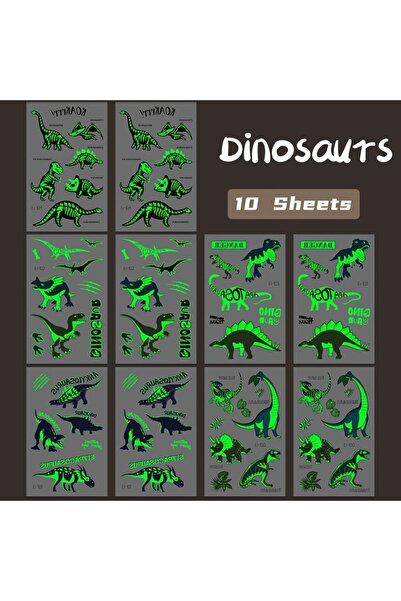 Choice1 10 Sheet Dinosaurs 24 Sheets Luminous Dinosaur Temporary Tattoos, Wat...