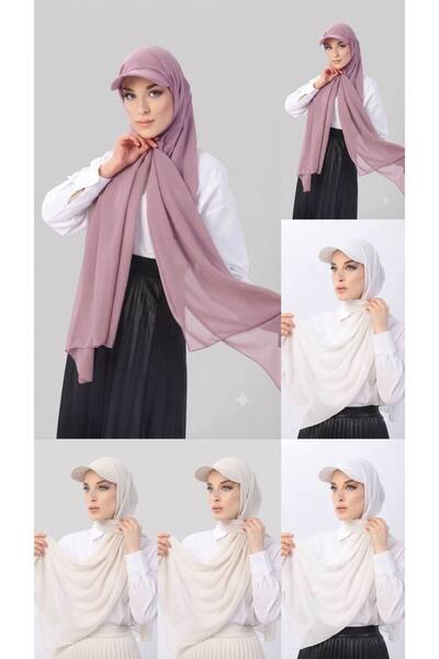 ALDAIYR 6 Ready-Made Shawl Hijabs with Bonnet Hats Sandy