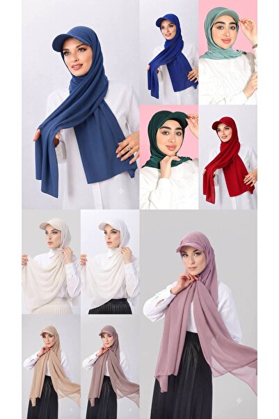 ALDAIYR 10 Pcs Ready-Made Shawl Hijab with Hat and Bonnet Sandy