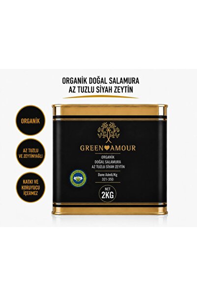 Green Amour Gemlik Doğal Salamura Siyah Zeytin Net 500 gr Pestisit Içermez
