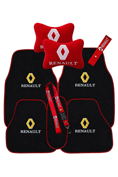 TUSBA MARKET Renault uyumlu Araç Oto Halı Paspas | Renault Kırmızı Araç Seyah...