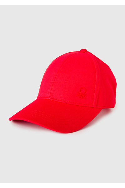 United Colors of Benetton Boy's Red Logo Embroidered Adjustable Back Cap Hat