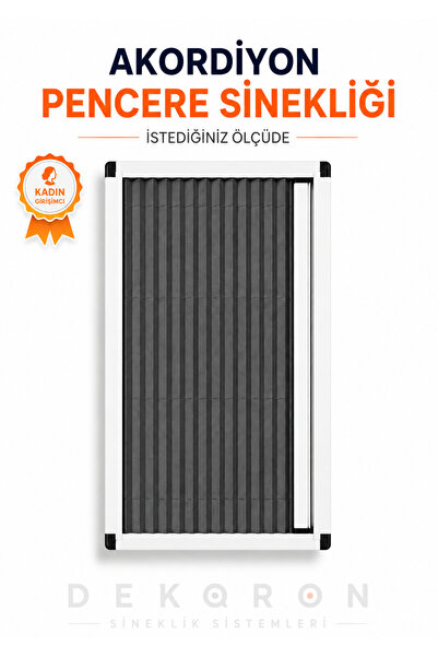 DEKORON Pileli Plise Sürgülü Akordiyon Pencere Sinekliği 70×140 cm Ölçü Aralı...