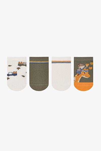 Penti Boy's Fruit Dinosaur Car Patterned 4 Pairs of Booties Socks
