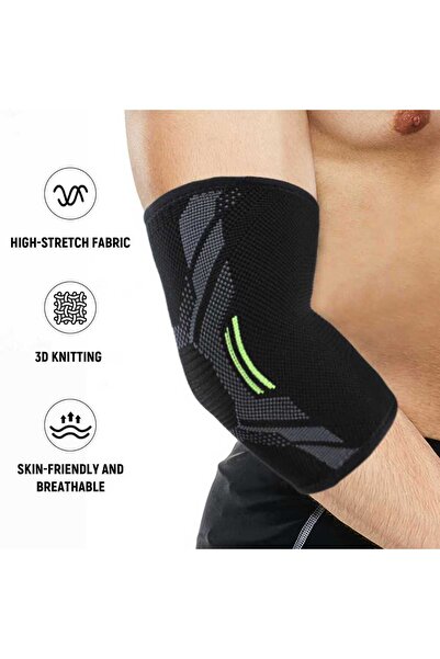 Choice3 S light green 1pc Nylon Elbow Compression Sleeve, Elastic Tennis Elbo...
