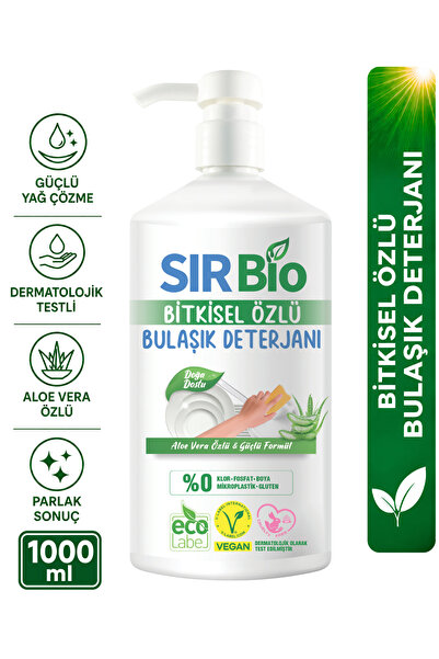 SIR Bio Bitkisel Özlü Elde Bulaşık Deterjanı 1000 ml Pompalı Şişe