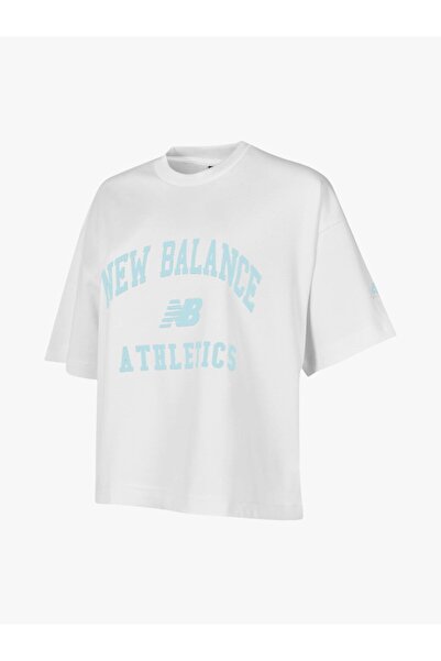 New Balance WNT1402 Λευκό/Μπλε Γυναικείο T-shirt