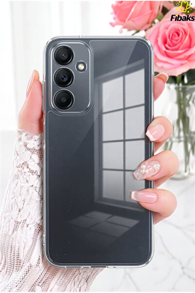 Fibaks Galaxy A55 Kılıf Kamera Korumalı Renksiz Şeffaf Esnek Silikon Kapak
