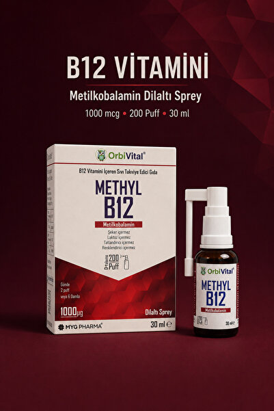OrbiVital B12 Vitamini 1000 mcg Metilkobalamin 200 Puff Dilaltı Sprey 30 ml