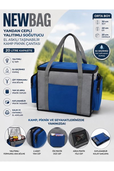 NewBag Yalıtımlı Cepli Soğutucu Taşınabilir El Askılı Kamp Piknik Çantası
