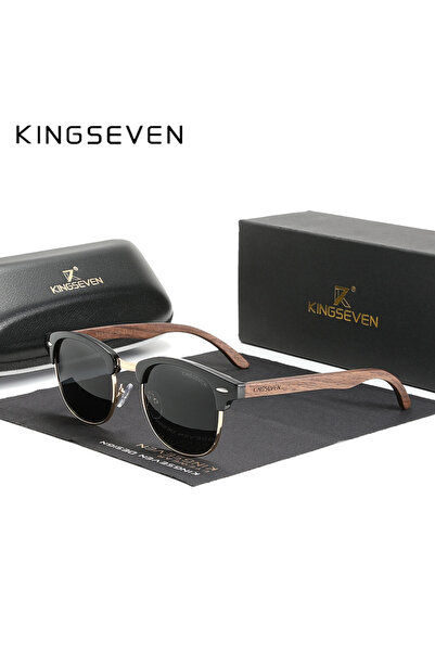 Choice Black KINGSEVEN Quality Upgrade Handmade Walnut Wooden Sunglasses Men ...