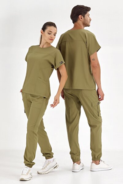 ÇİZGİ MEDİKAL Khaki Basic Luxury Lycra Scrubs Team Doctor Nurse Jersey