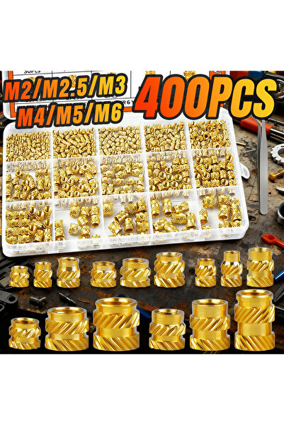 Choice 400Pcs Premium Brass Threaded Inserts Kit - M2/M2.5/M3/M4/M5/M6 Knurle...