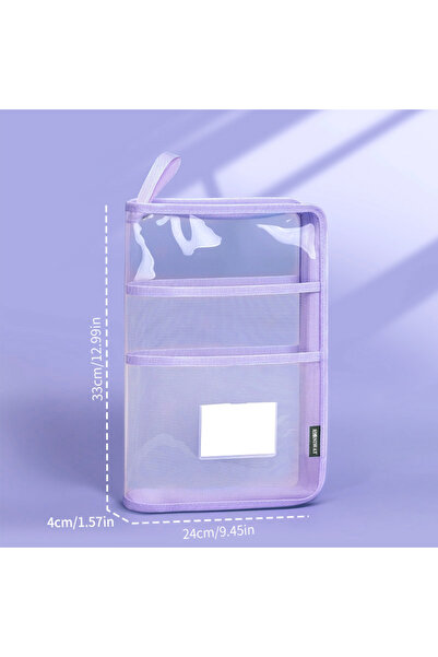 Choice3 Purple HUAJIE A4 Transparent Document Bag, Waterproof Zipper Handheld...