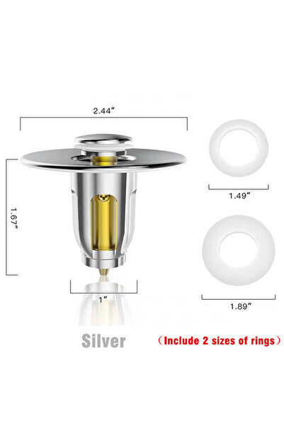 Choice Style-C-Silver 99% Universal All Brass Pop-Up Bounce Core Basin Drain ...