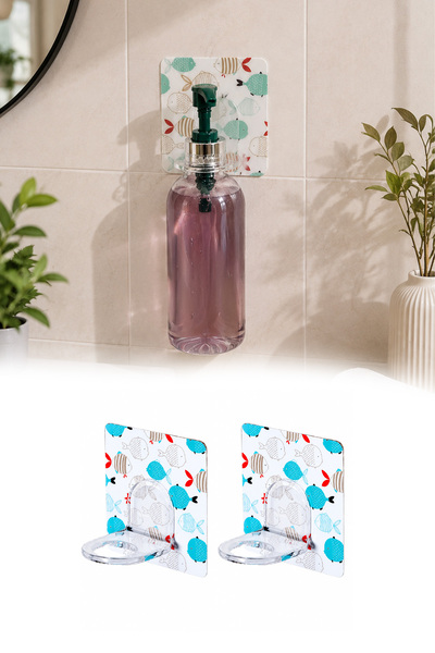 omilife Patterned Liquid Soap Holder - 2 Pieces with Self-Adhesive Hanger