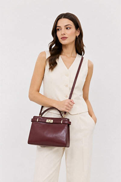ZÇBUTİK Anka Luxury Look Women's Faux Leather Handbag with Buckle Detail Shou...