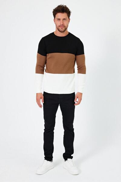 ALEXANDERGARDI Crew Neck Color Block Regular Fit Sweater (E24-Eze-05)