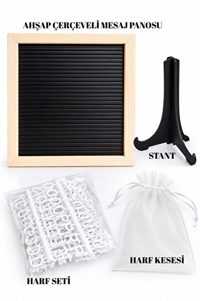 fikirstore Wooden Framed Writing Board - Letterboard (with Wooden Stand)