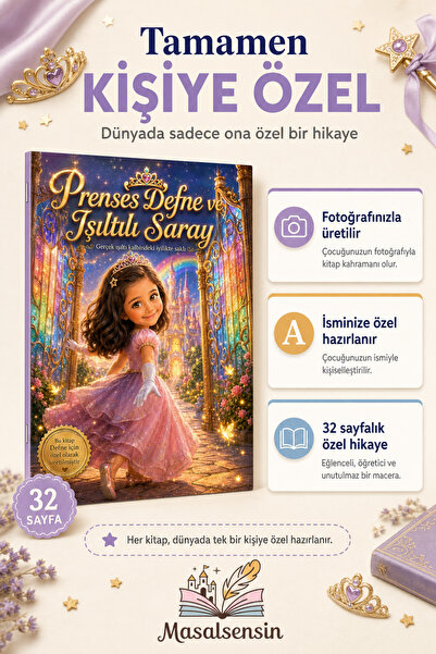 Kişiye Özel Prenses Çocuk Kitabı - İsme Özel 32 Sayfa Hediyelik Masal Kitabı - Doğum Günü Hediyesi