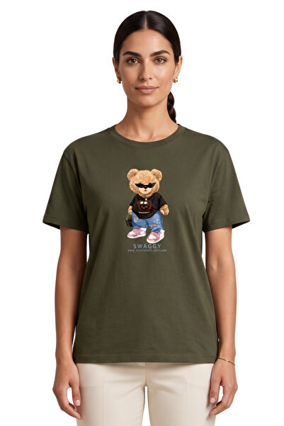 DK DAKSEL Multicolored Swaggy Teddy Bear Printed Oversized Regular Fit Crew N...