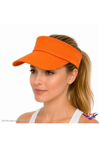 AXE SPORTSWEAR Orange Adjustable Velcro Visor Hat Uv Sun Protection Casual Be...