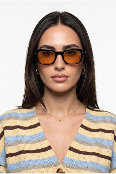 Houseofeyeris Embera — Black Frame Orange Lens Rectangular Sunglasses Uv400 U...
