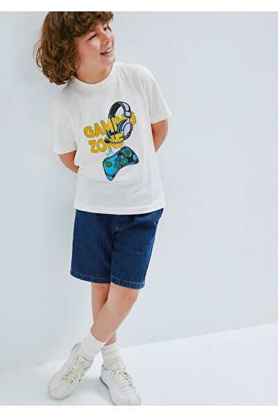 Mavi Game Zone Printed Ecru T-Shirt Loose Fit / Relaxed Comfortable Cut 66104...
