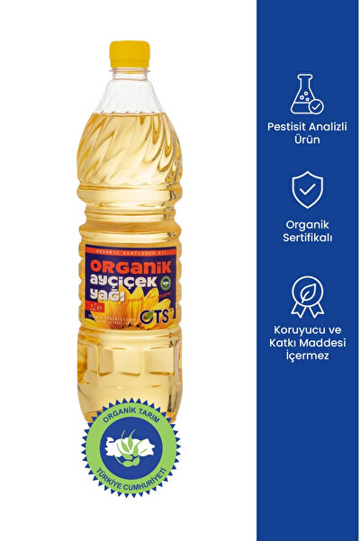 OTS Organik Ayçiçek Yağı 1 L (Organik Sertifikalı, Pestisit Analizli)