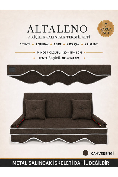 zishtekstil ALTALENO Kahverengi 2 Kişilik 130×45 cm Süngerli Bahçe Balkon Sal...