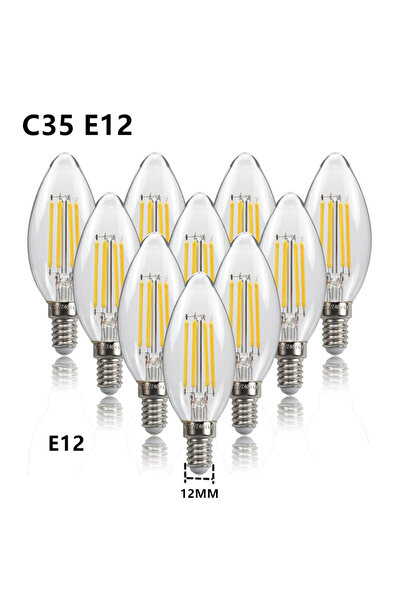 Choice4 4W 220V Dimmbale Warm White C35 E12 10PCS LED Bulb Filament Candle La...