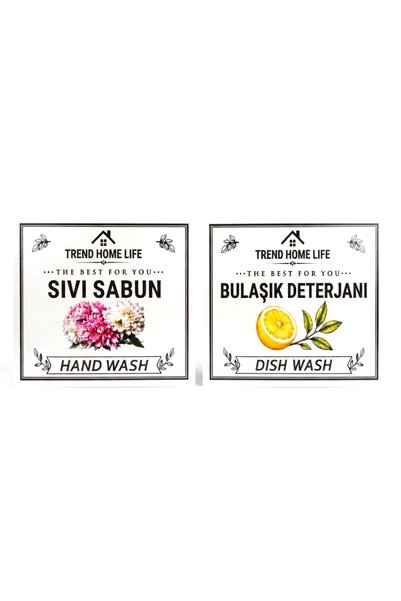 Trend Home Life Sıvı Sabun, Deterjan Pompası ve Etiketleri Sabunluk, Deterjanlık, Sticker, Etiket ölçüsü 7,5x6 cm